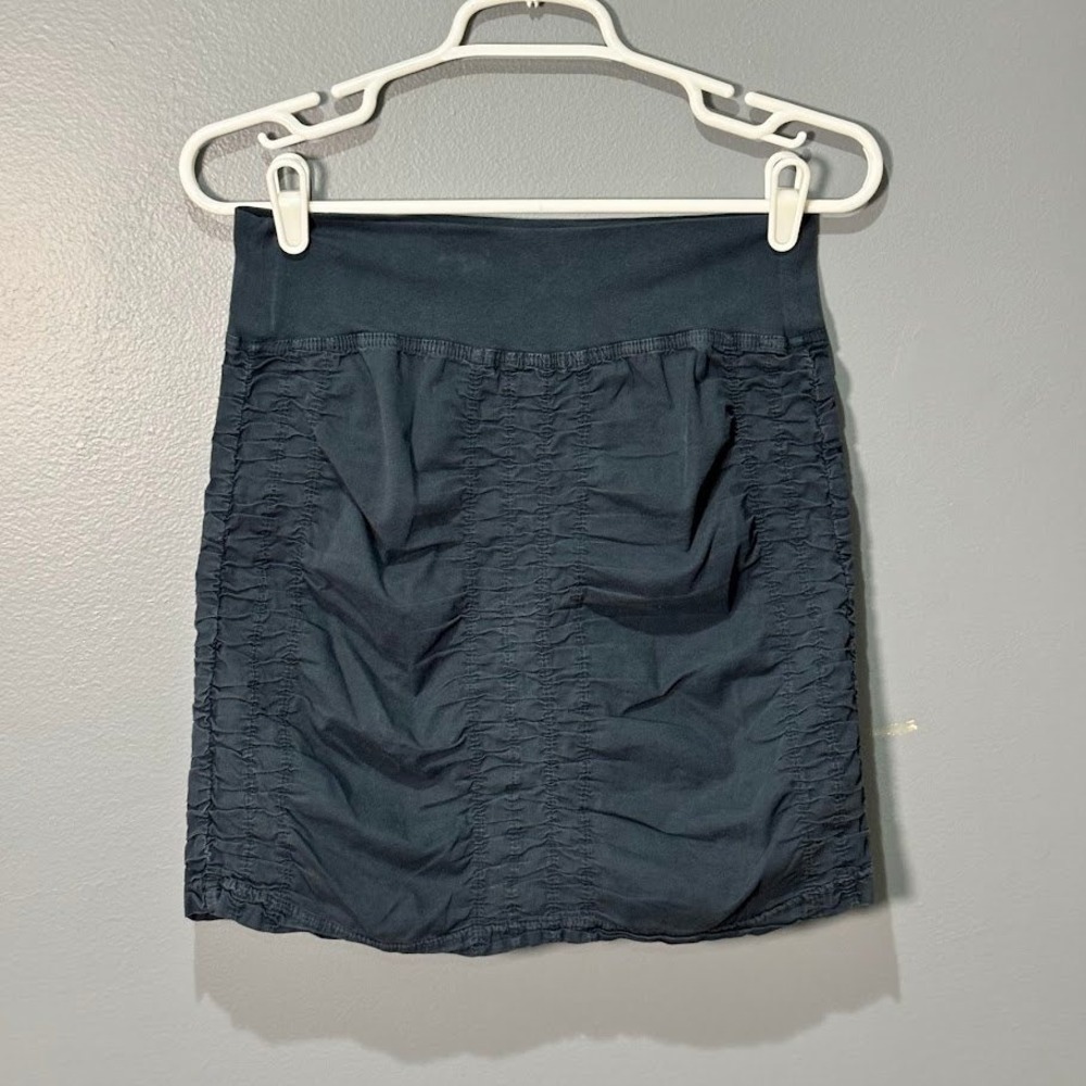 XCVI Wearables Ruched Mini Skirt Womens XS Gray Cotton Blend Boho Casual - Picture 2 of 6